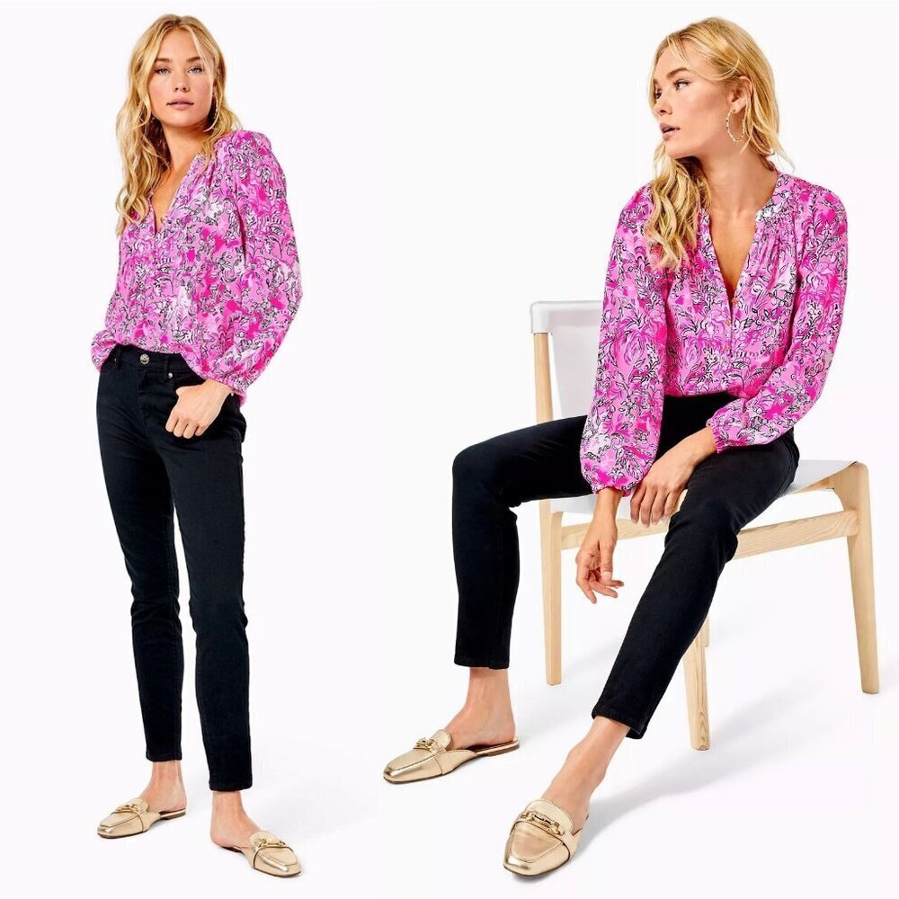 NWT New $138 Lilly Pulitzer South Ocean High Rise Skinny Onyx Jeans Size 00